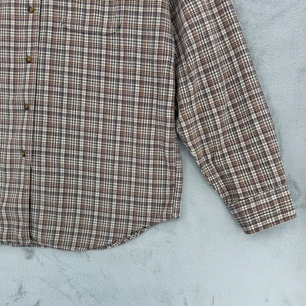 Vintage Abercrombie & Fitch Brown Plaid Cotton Button Down Shirt Womens Size L - Picture 11 of 14